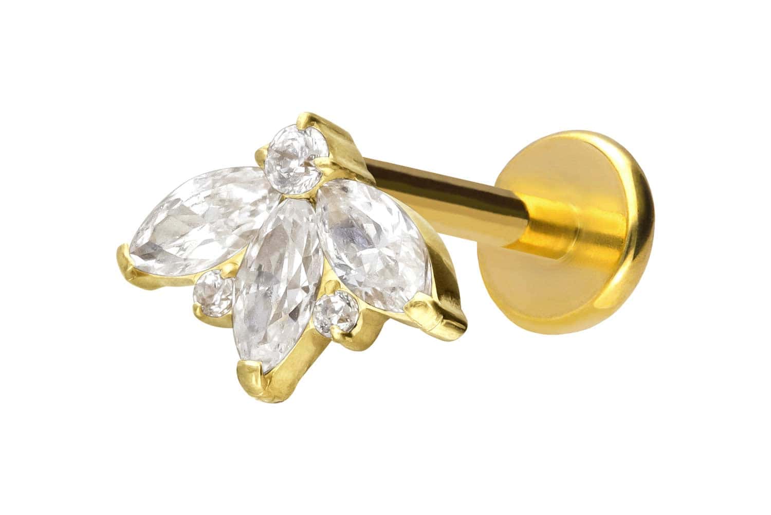 Titan Labret Piercing mit Push Fit LOTUSBLÜTE